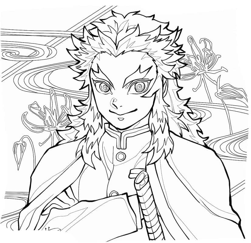 Coloriage Incroyable Kyojuro Rengoku