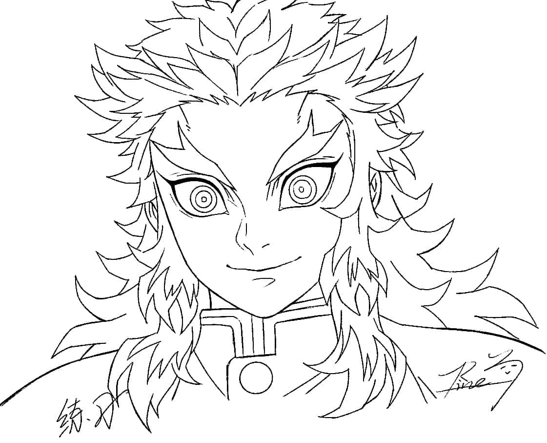 Coloriage Kyojuro Rengoku Anime Demon Slayer