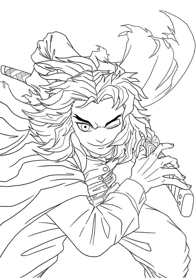 Coloriage Kyojuro Rengoku dans Demon Slayer