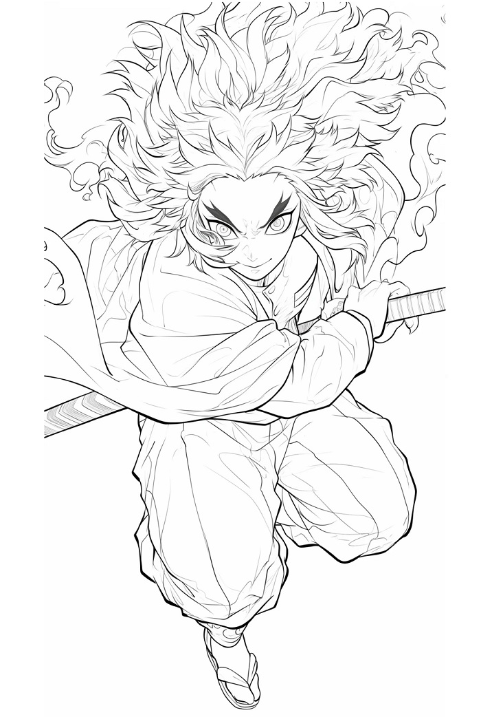 Coloriage Kyojuro Rengoku de Demon Slayer