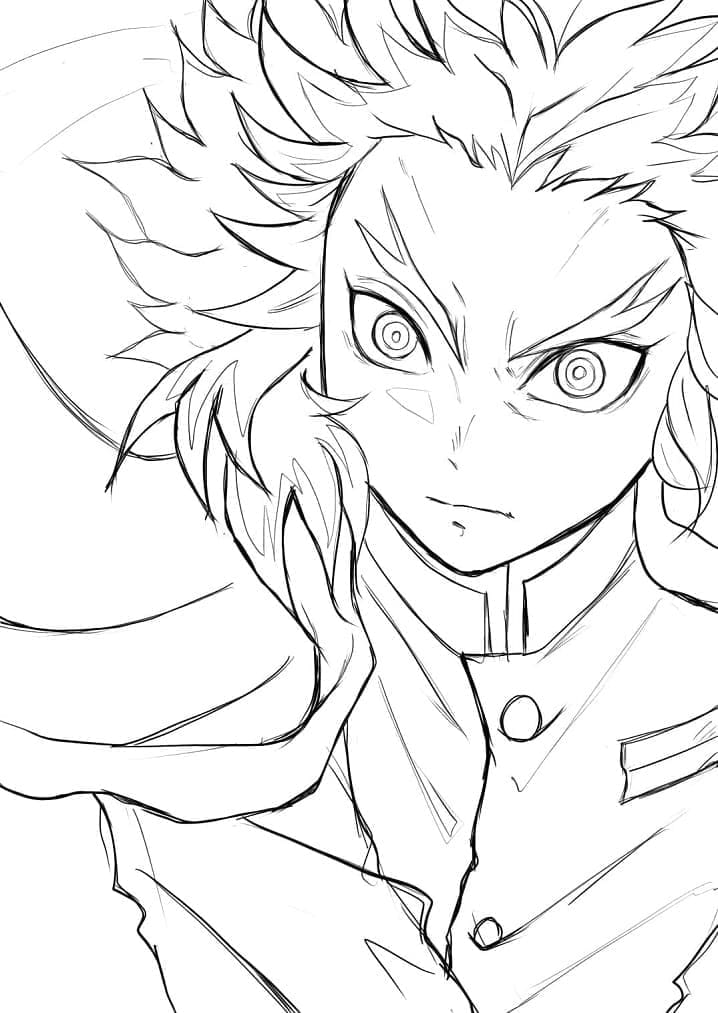 Coloriage Kyojuro Rengoku Gratuit Pour les Enfants