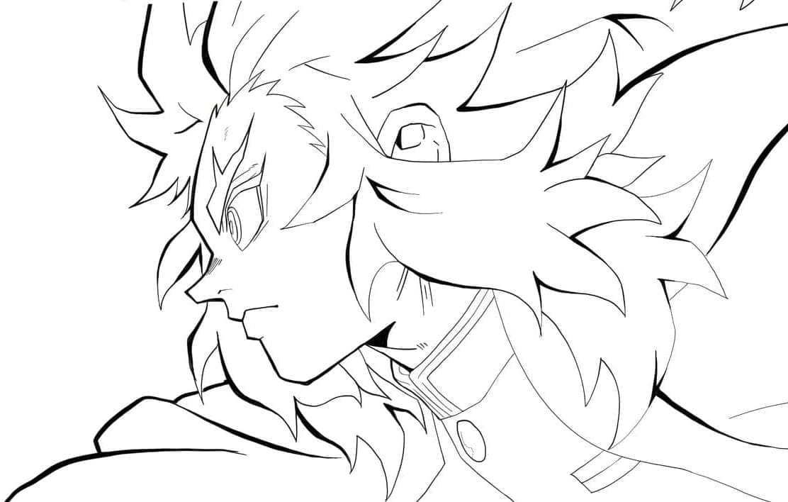 Coloriage Kyojuro Rengoku Imprimable Gratuit Pour les Enfants