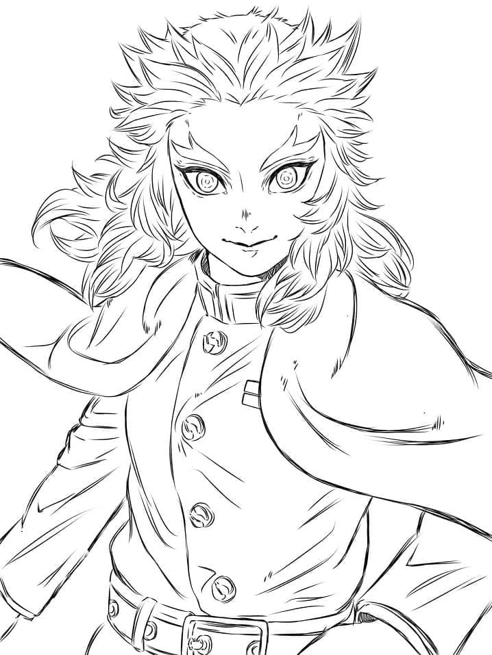 Coloriage Kyojuro Rengoku Pour les Enfants
