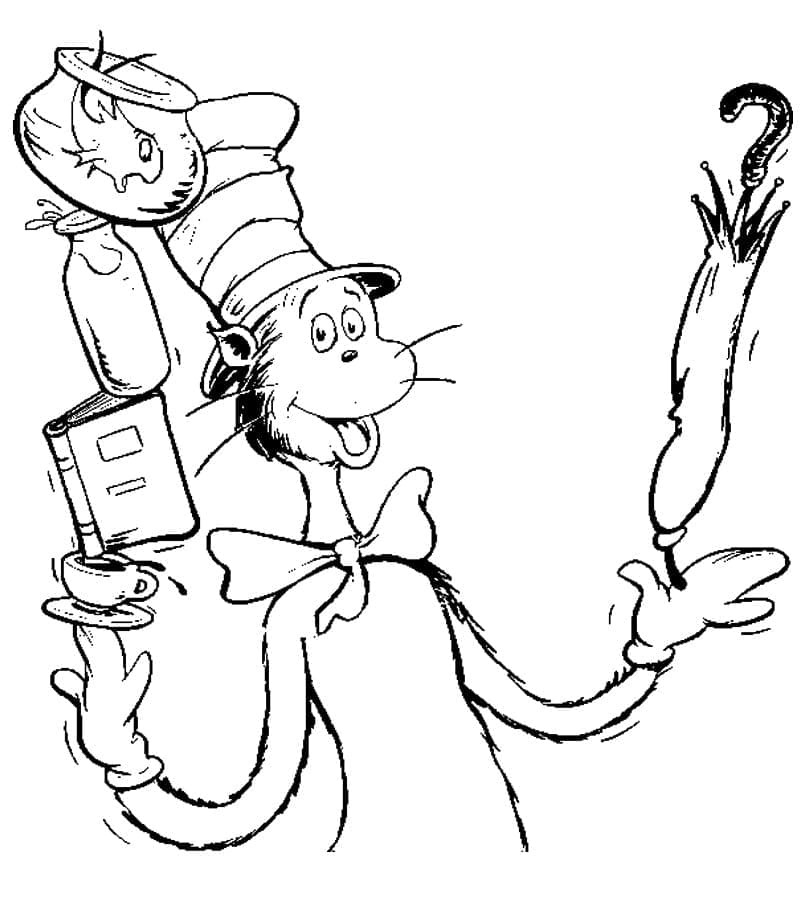 Coloriage Le Chat Chapeauté Imprimable Pour Enfants