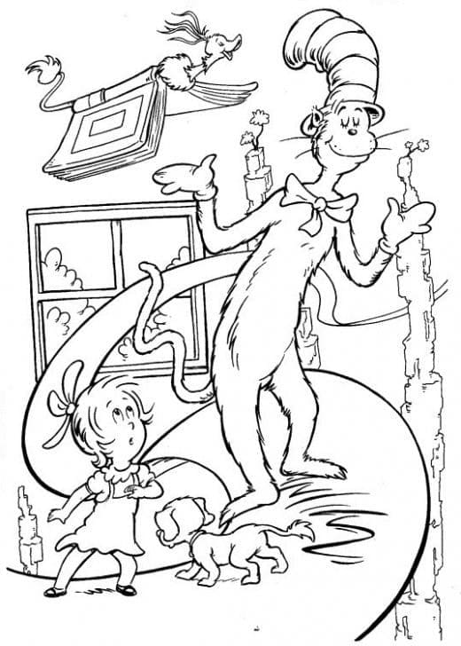Coloriage Le Chat Chapeauté Pour Enfants