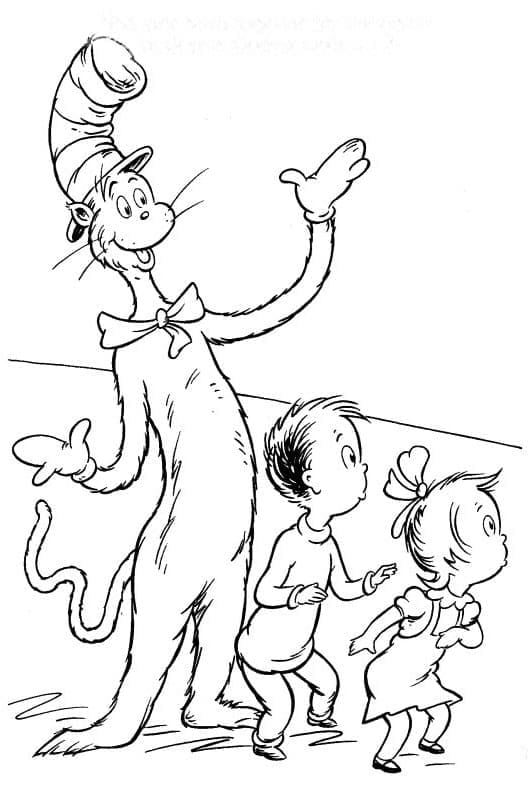 Coloriage Le Chat Chapeauté Pour les Enfants de 1 An
