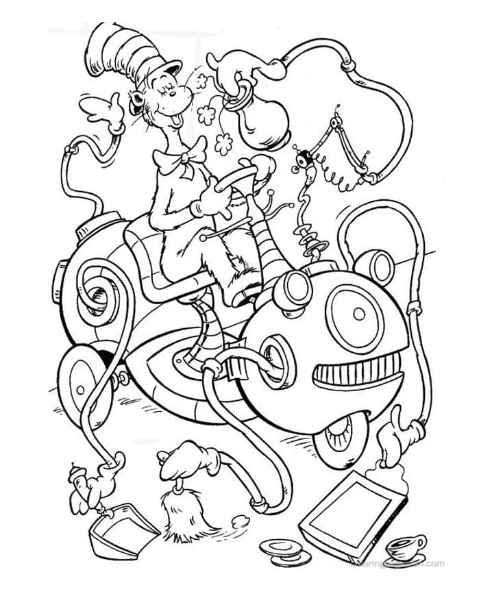 Coloriage Le Chat Chapeauté Pour les Enfants de 6 Ans
