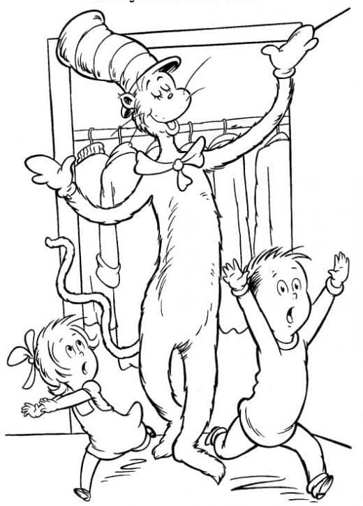 Coloriage Le Chat Chapeauté Pour les Enfants