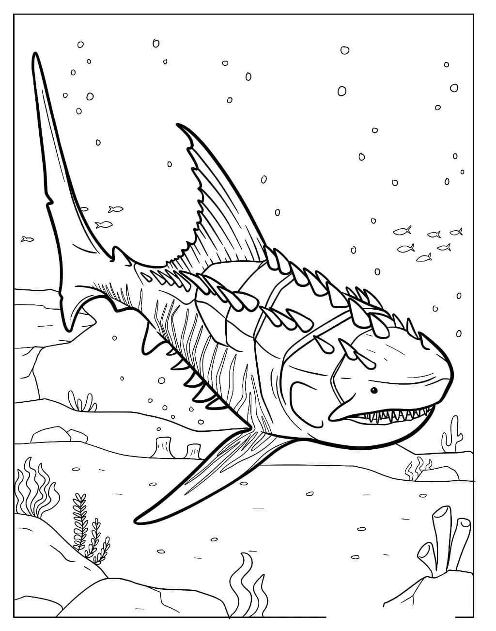 Coloriage L'incroyable Mégalodon