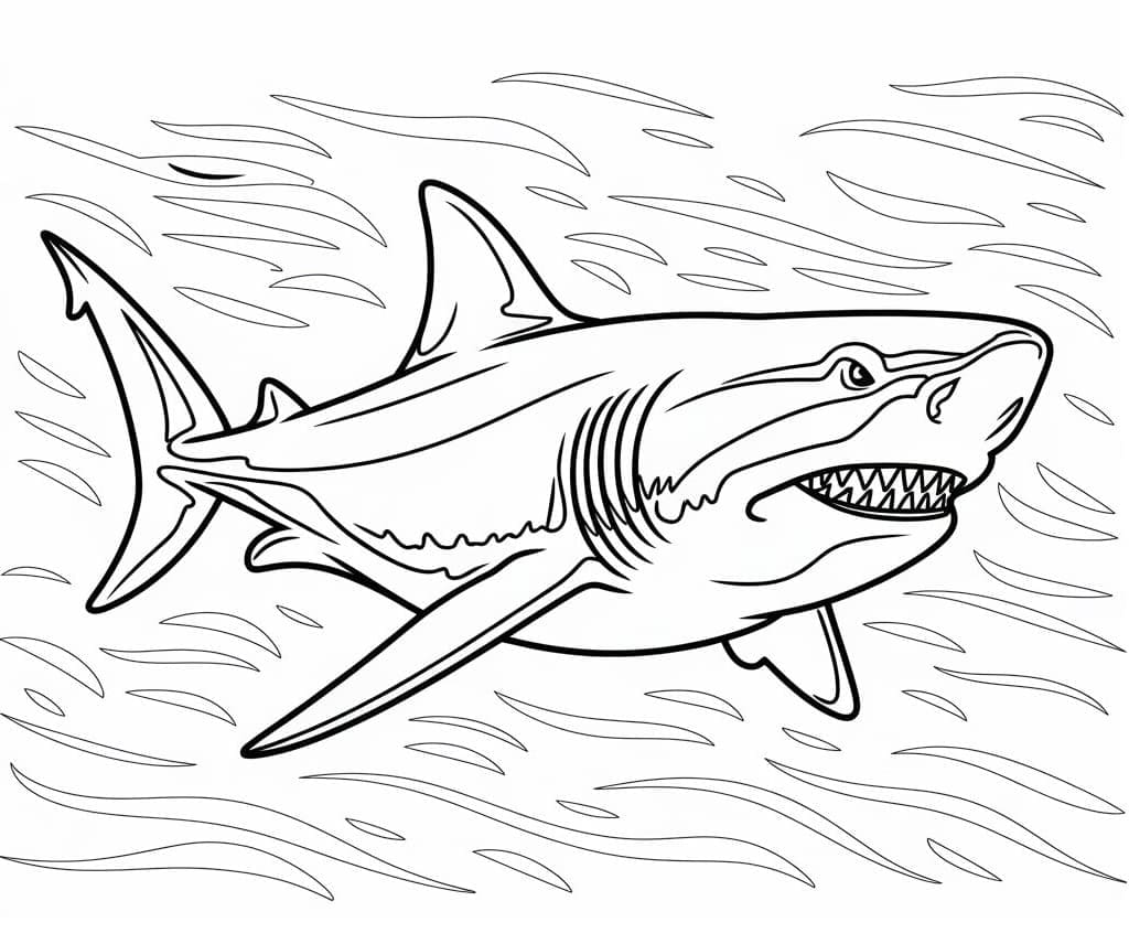 Coloriage Mégalodon Gratuit Pour les Enfants