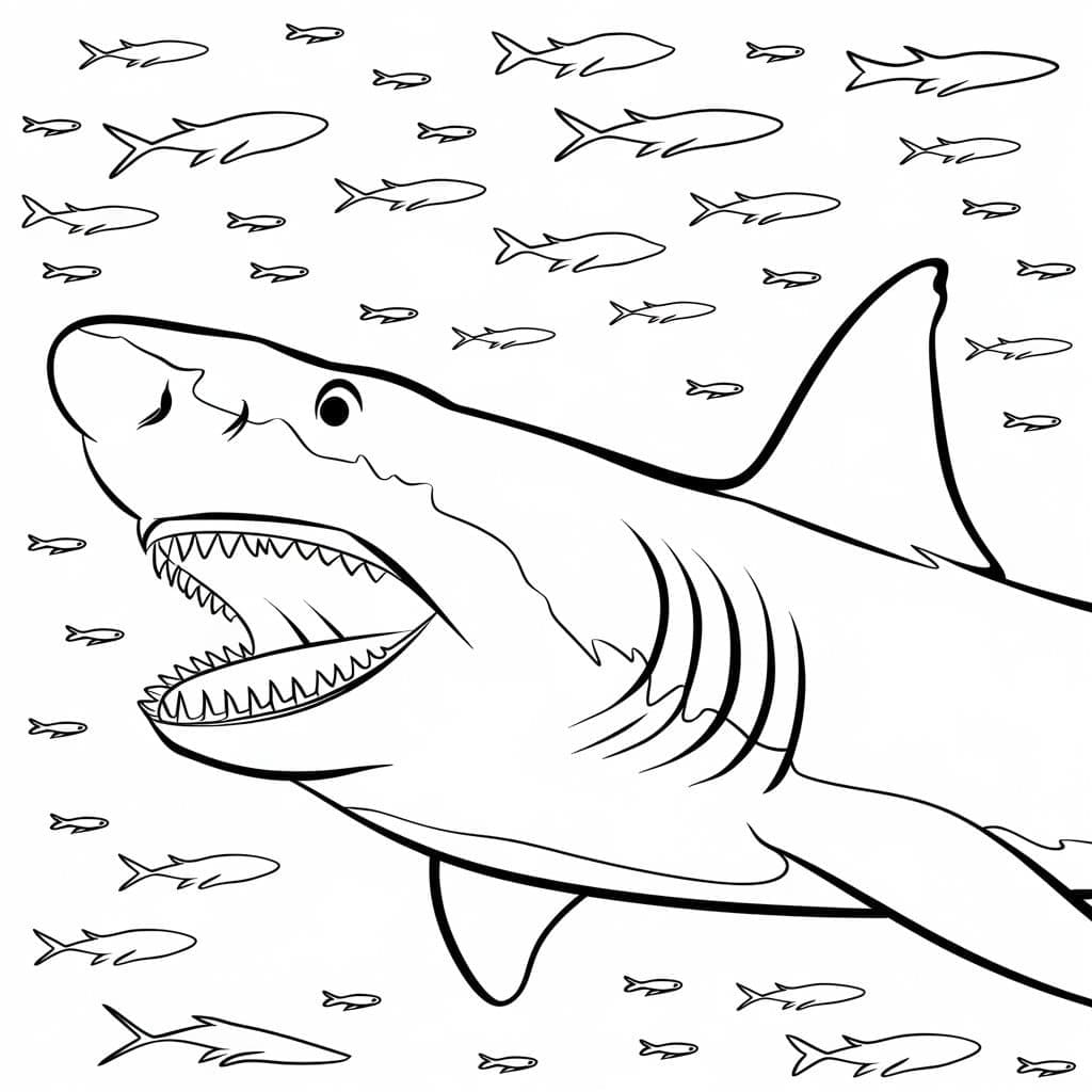 Coloriage Mégalodon Imprimable Gratuit
