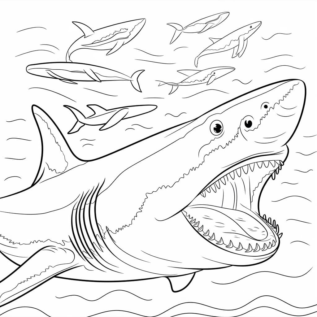 Coloriage Mégalodon Imprimable Pour Enfants