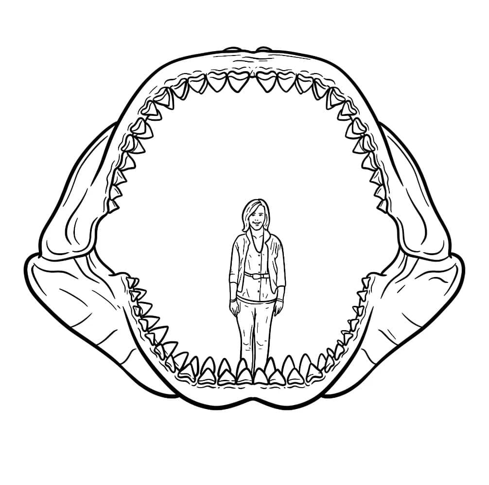 Coloriage Mégalodon Imprimable Pour les Enfants