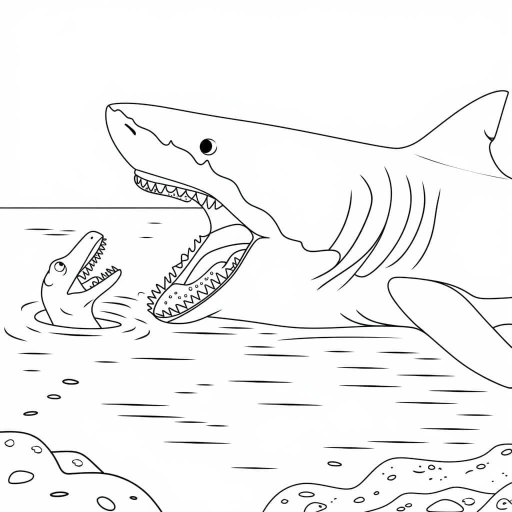 Coloriage Mégalodon Imprimable