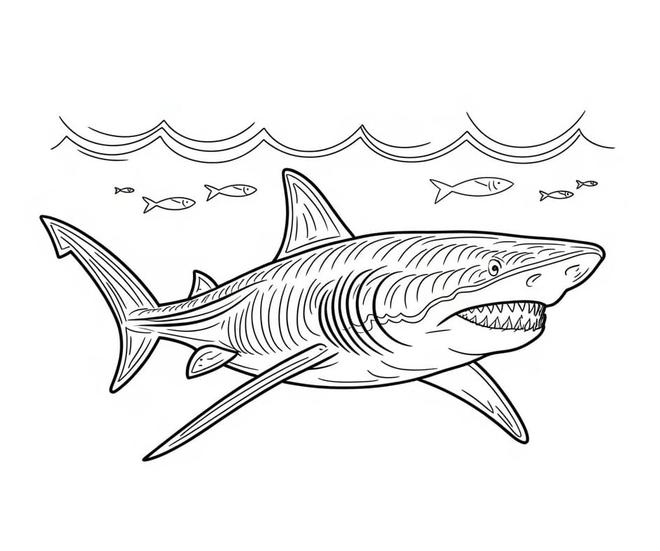Coloriage Mégalodon nageur