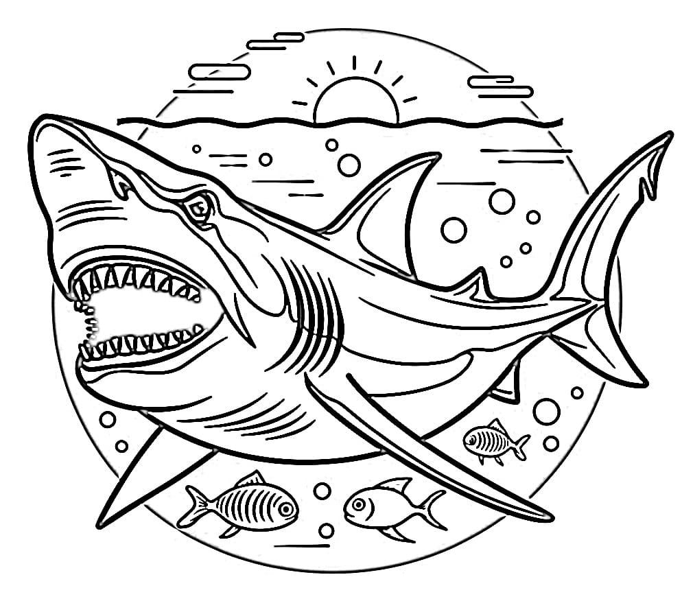 Coloriage Mégalodon Pour les Enfants