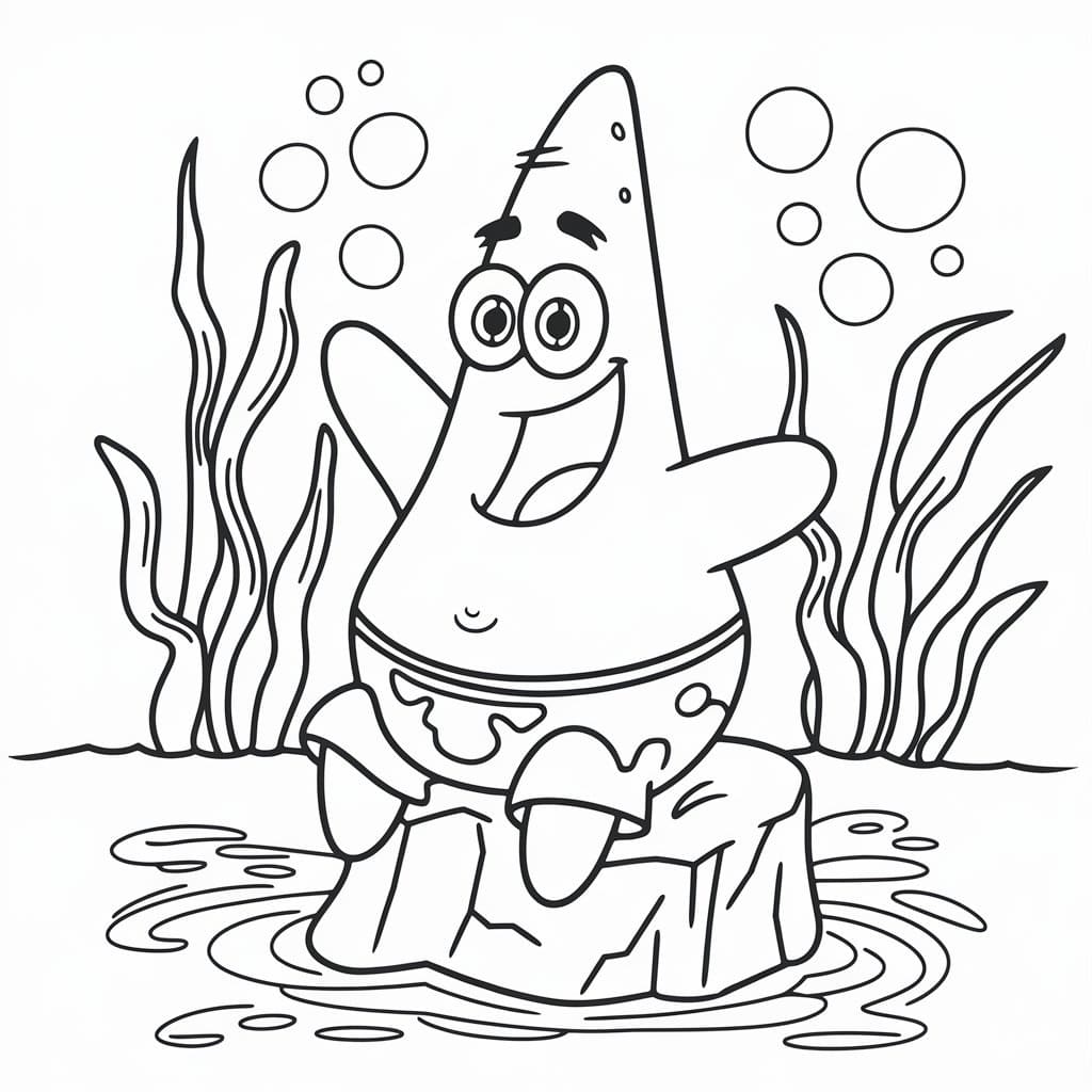 Coloriage Patrick Étoile Imprimable Gratuit Pour les Enfants