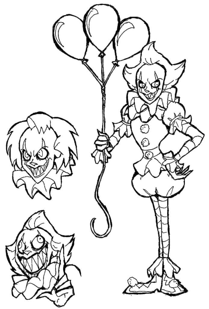 Coloriage Pennywise avec ballons