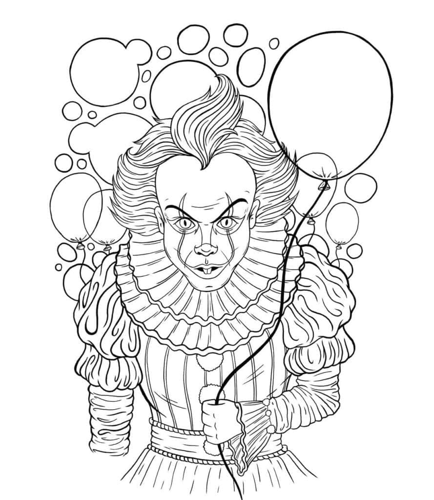 Coloriage Pennywise avec un Ballon