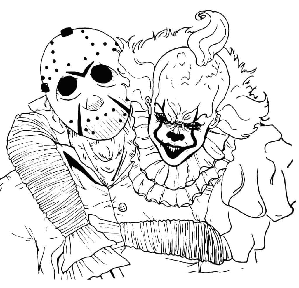 Coloriage Pennywise et Jason Voorhees