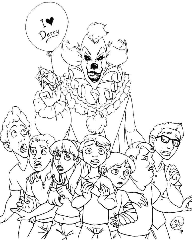 Coloriage Pennywise et les enfants