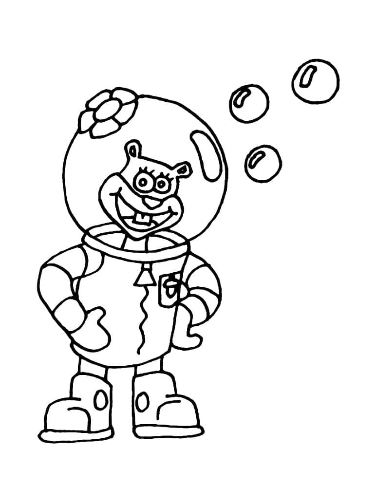 Coloriage Sandy Ecureuil très Heureuse