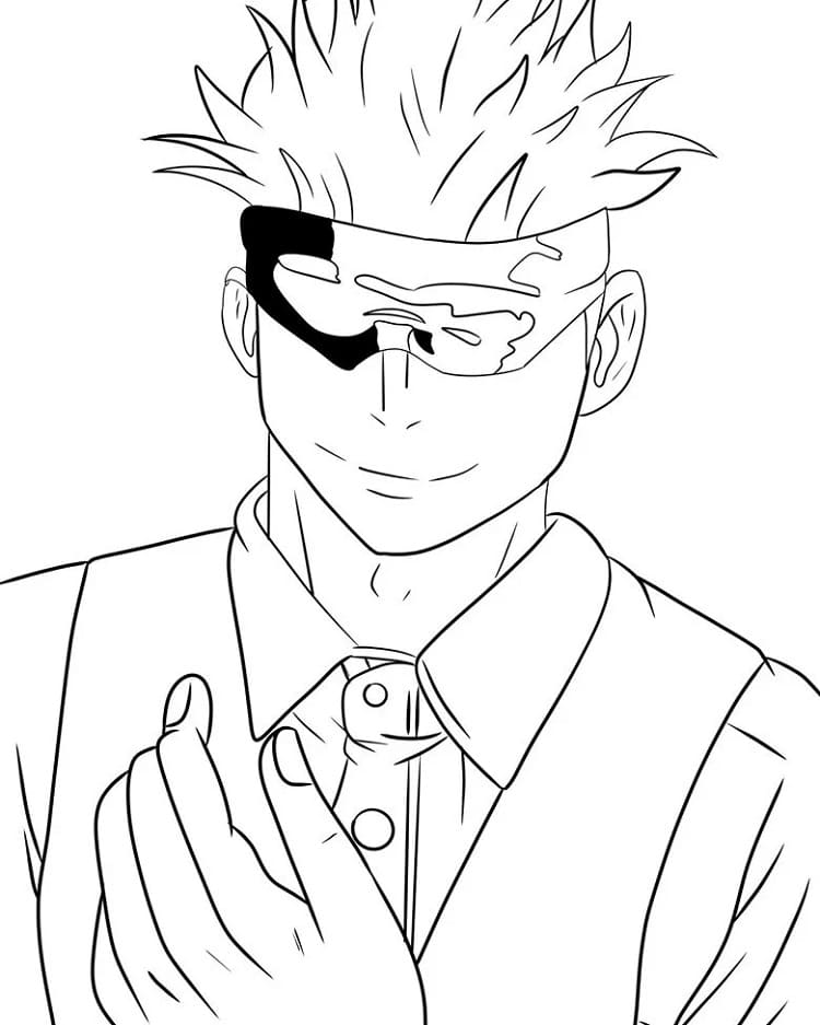 Coloriage Satoru Gojo de Anime Jujutsu Kaisen