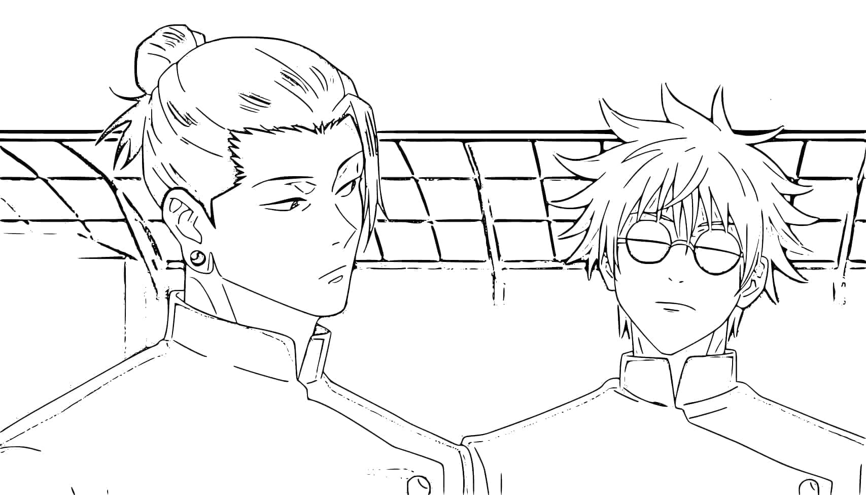 Coloriage Suguru Geto avec Satoru Gojo