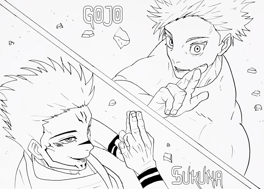 Coloriage Sukuna vs Satoru Gojo