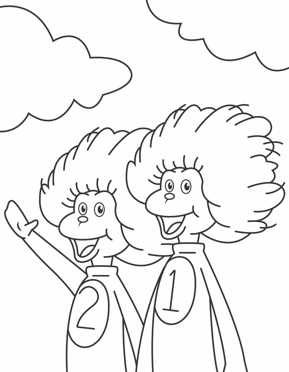 Coloriage Thing One et Thing Two de Le Chat Chapeauté
