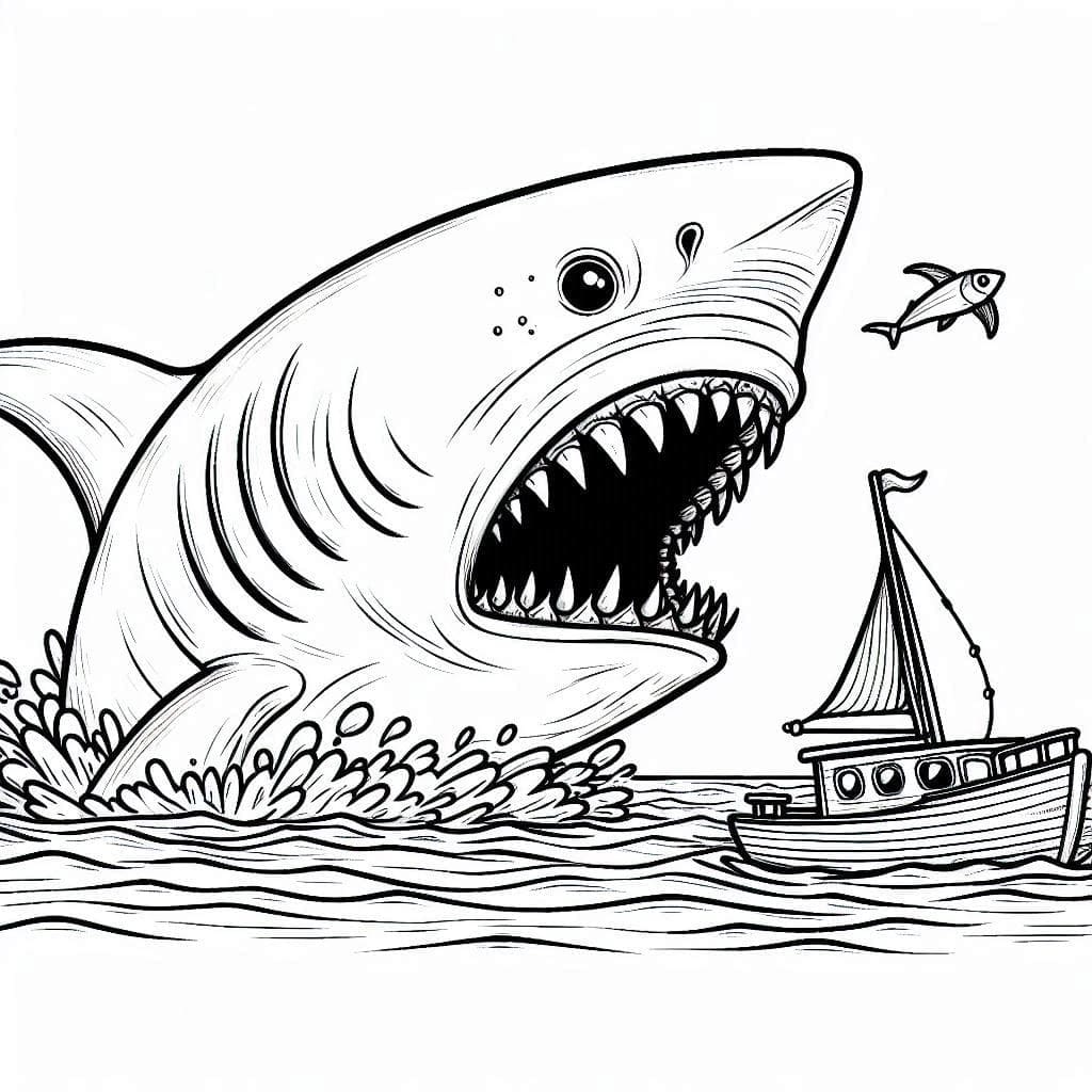 Coloriage Un mégalodon