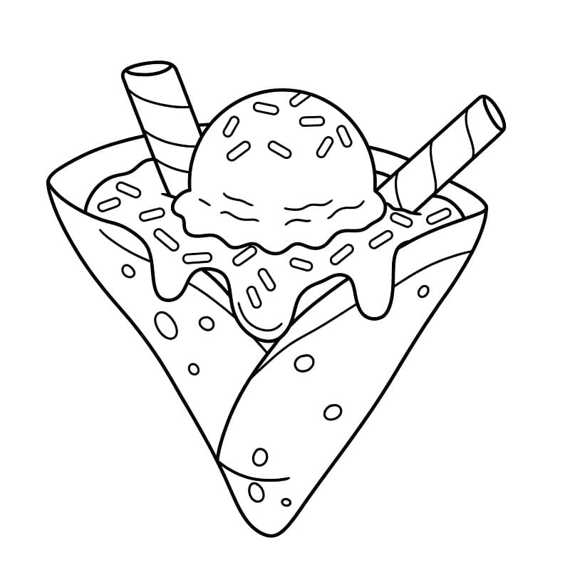 Coloriage Une crêpe avec de la glace