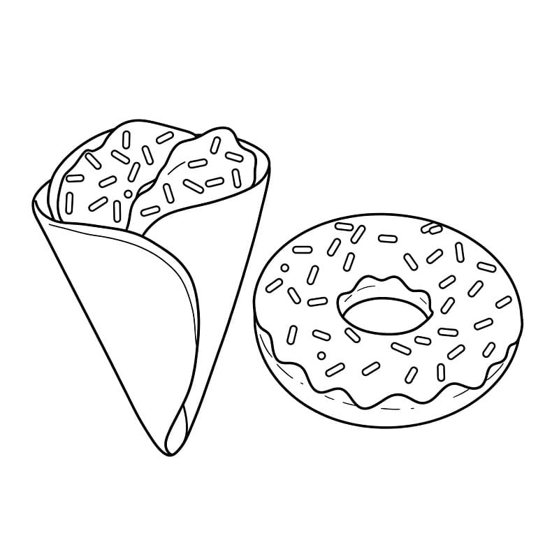 Coloriage Une crêpe avec un beignet