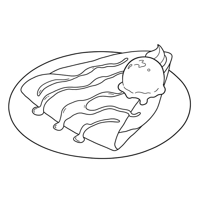 Coloriage Une crêpe dans une assiette