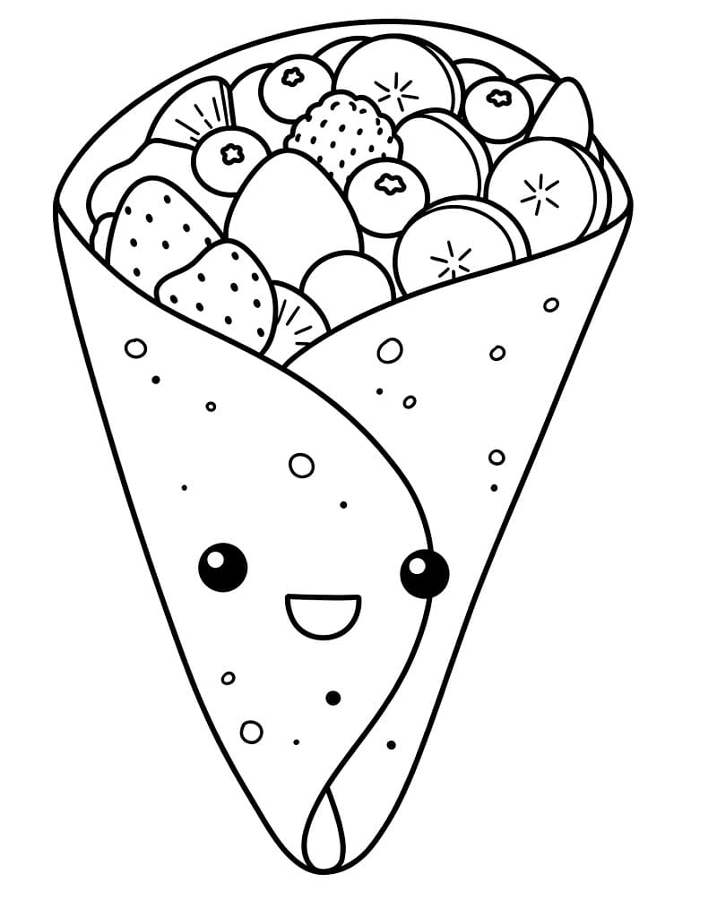Coloriage Une crêpe mignonne