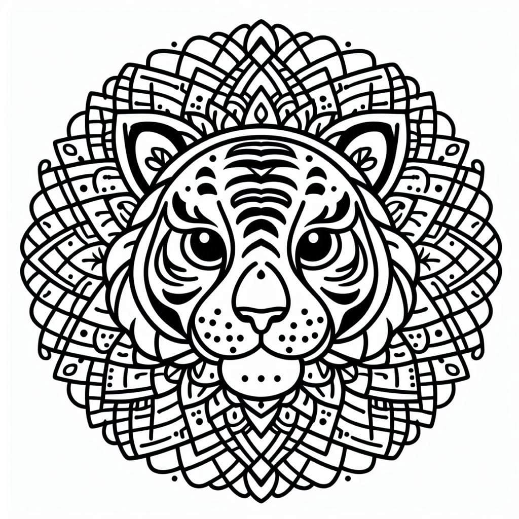 Coloriage Gratuit Tigre Mandala