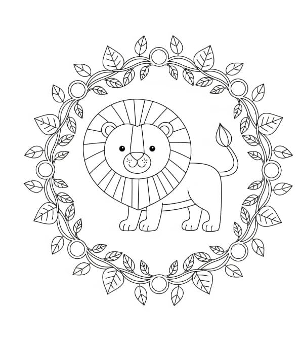 Coloriage Adorable mandala lion