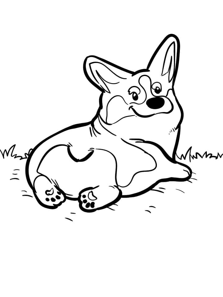 Coloriage Chien Corgi Mignon