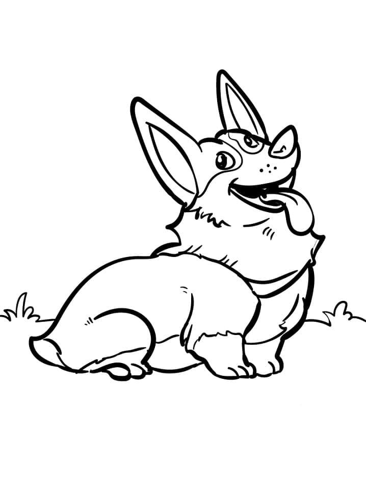 Coloriage Corgi Drôle