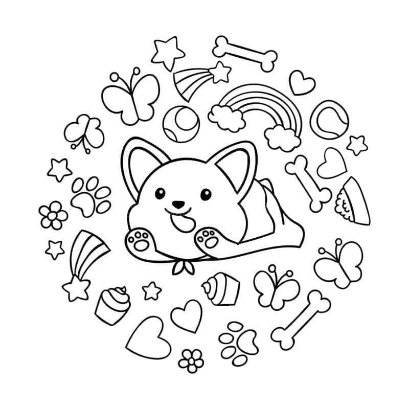 Coloriage Corgi Imprimable Pour les Enfants