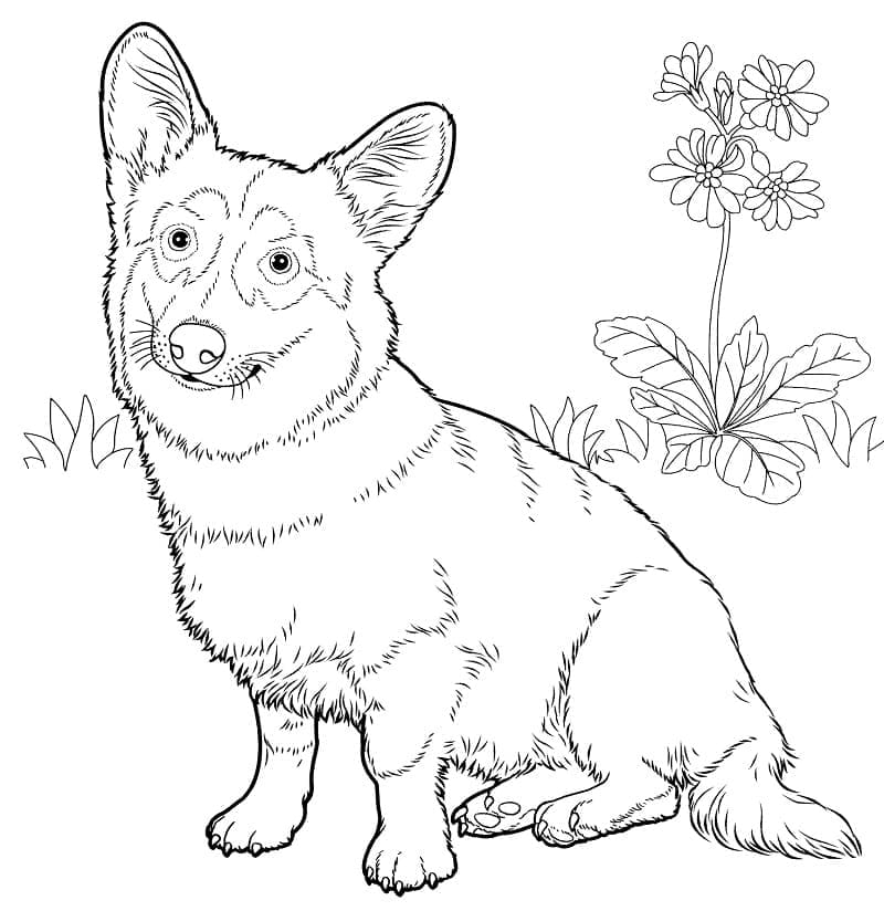 Coloriage Corgi Imprimable