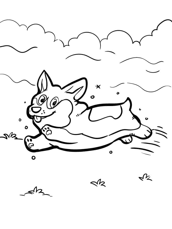 Coloriage Corgi Mignon