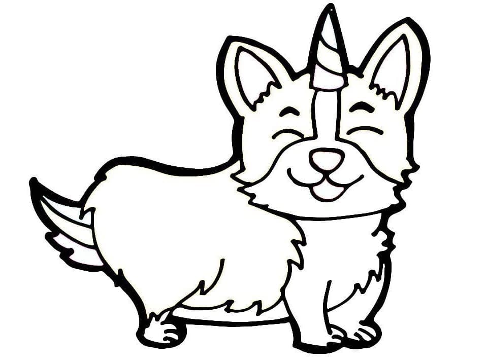 Coloriage Corgi Souriant