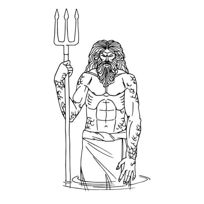 Coloriage Dessin de Poséidon Gratuit