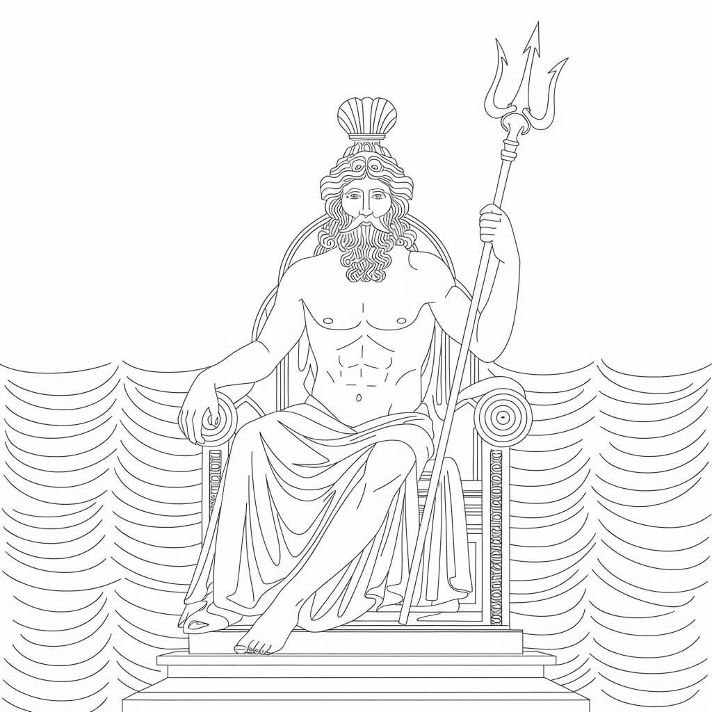 Coloriage Dieu de la Mer Poséidon