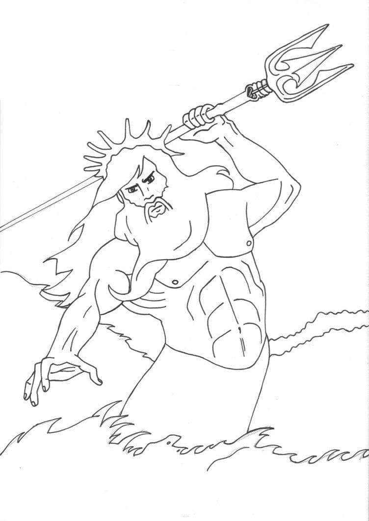 Coloriage Dieu des Mers et des Océans Poséidon
