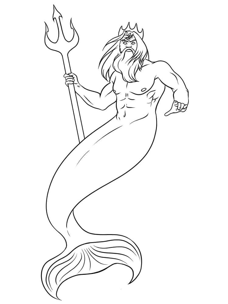 Coloriage Dieu des Mers Grecs Antiques Poséidon