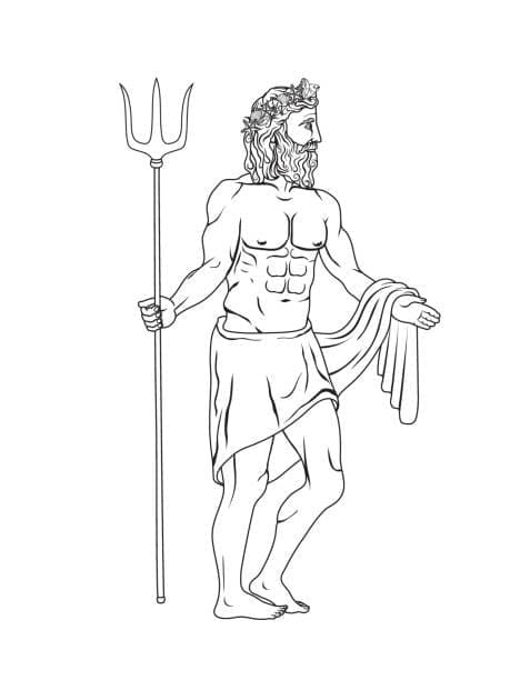 Coloriage Dieu Mers Poséidon