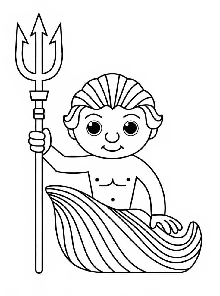 Coloriage Dieu Poséidon