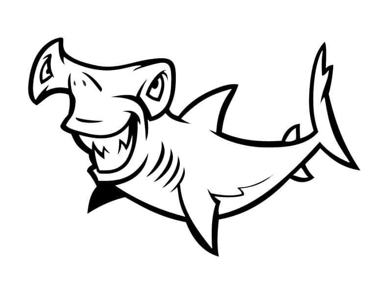 Coloriage Drôle de requin-marteau